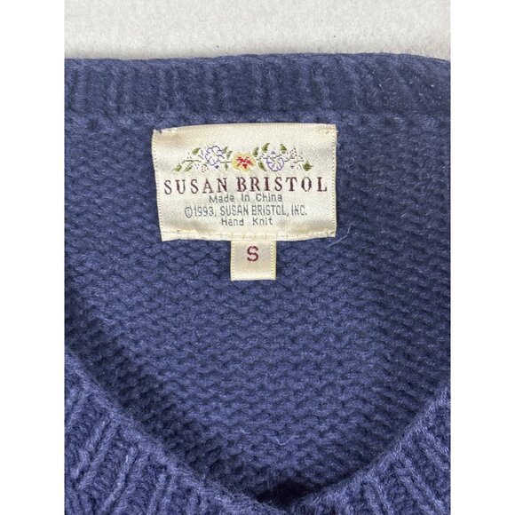 Susan Bristol Hand Knit Christmas Sweater With Santa & Clock Design Size S - Picture 2 of 13